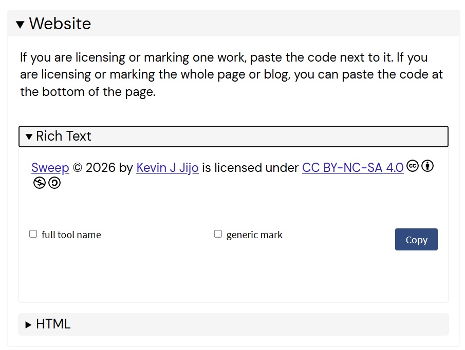 Creative Commons License Selected