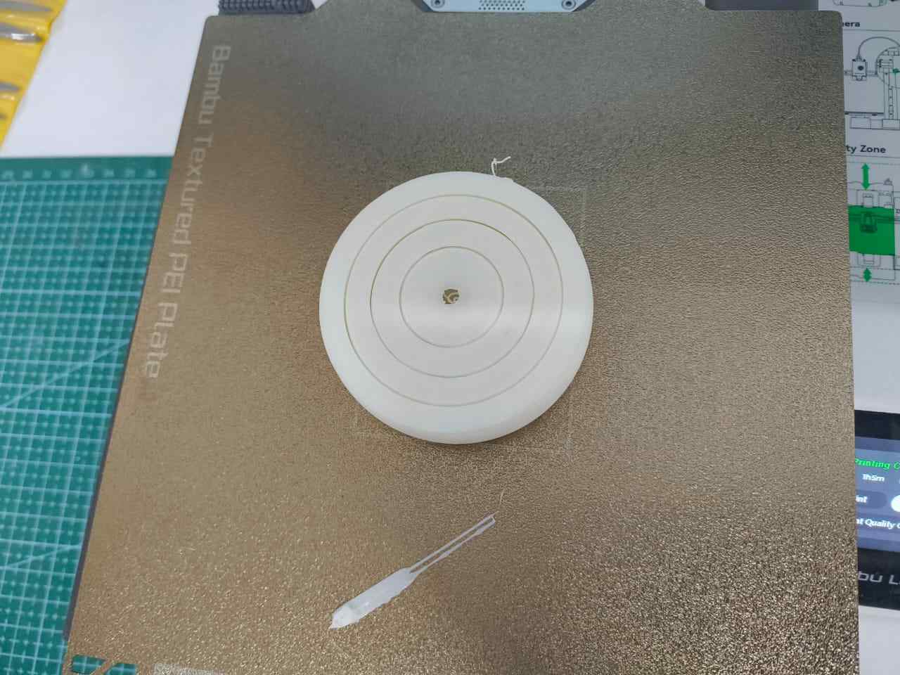 Completed fidget ring after successful 3D printing - showing all four nested rings