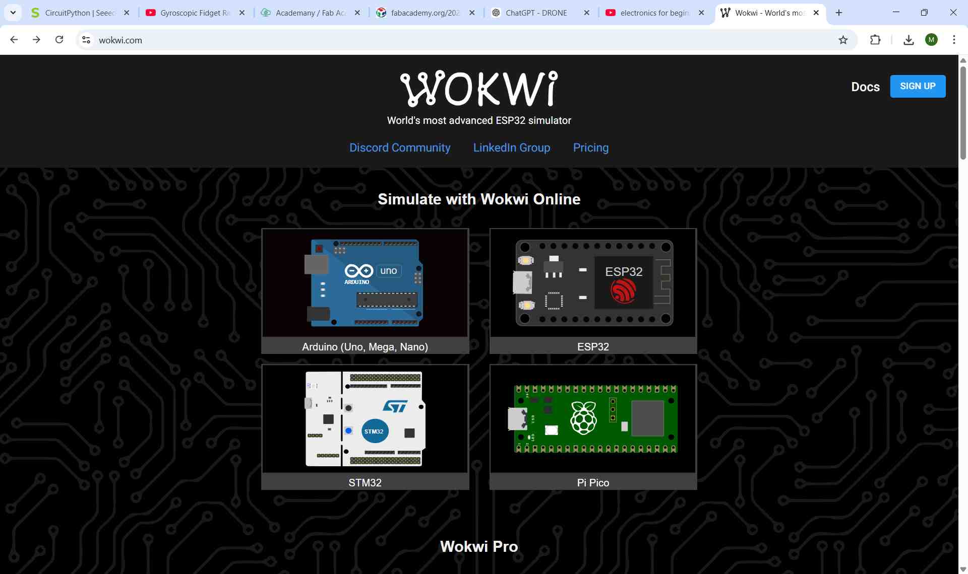Wokwi homepage