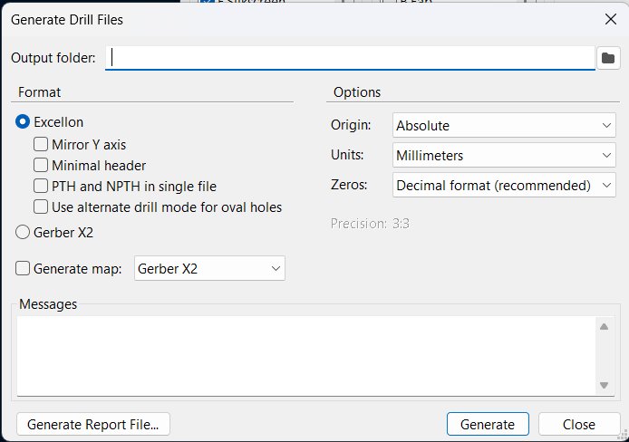 Generate Drill Files dialog in KiCad