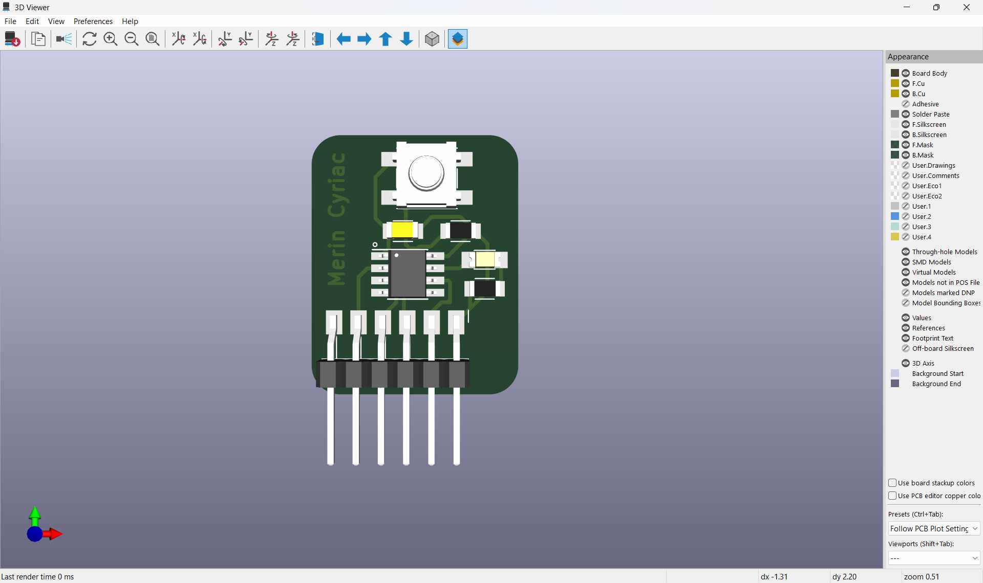 KiCad 3D final view