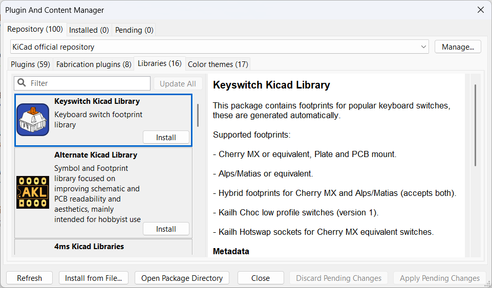 KiCad default libraries
