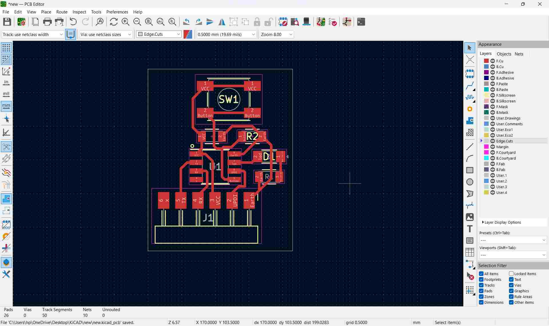 KiCad PCB layout