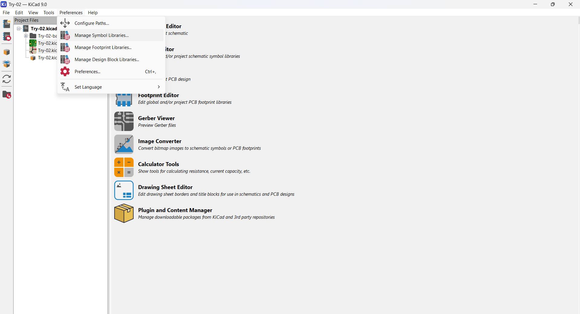 Symbol and Footprint Libraries Manager in KiCad