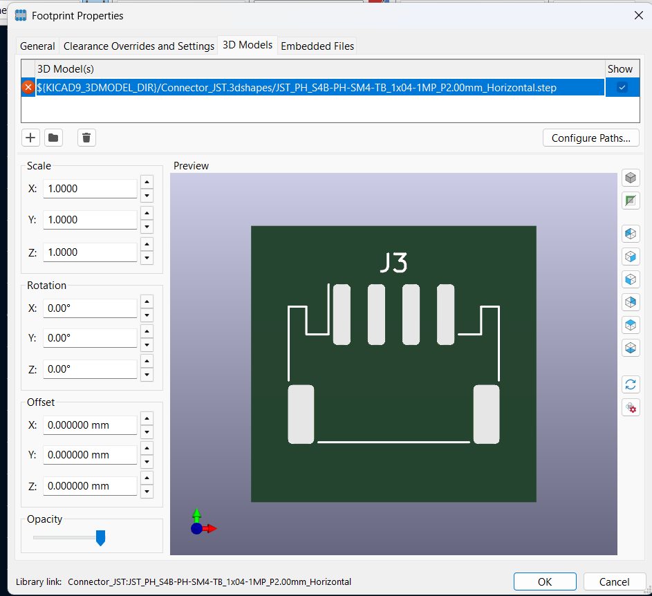 Browsing to select the correct footprint path