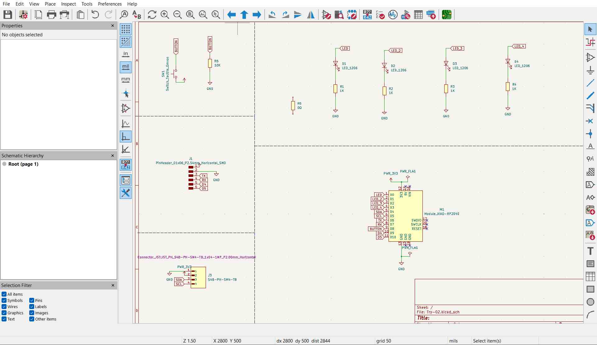 Components placed within the board outline in the PCB Editor