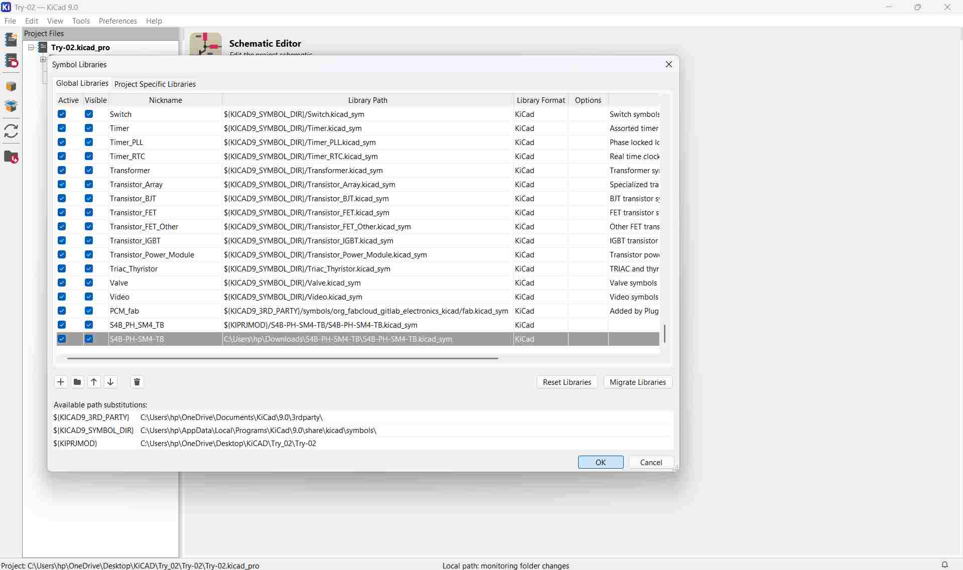 Entering the file path for the downloaded library