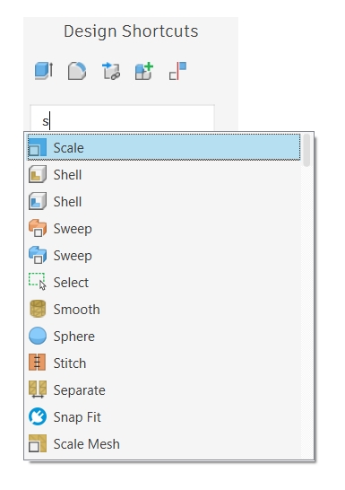 Typing S in Design Shortcuts to find the Scale command
