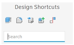 Design Shortcuts panel opened in Fusion 360