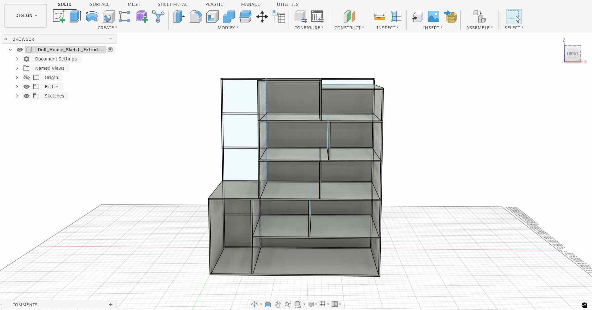 All panels extruded showing full doll house structure