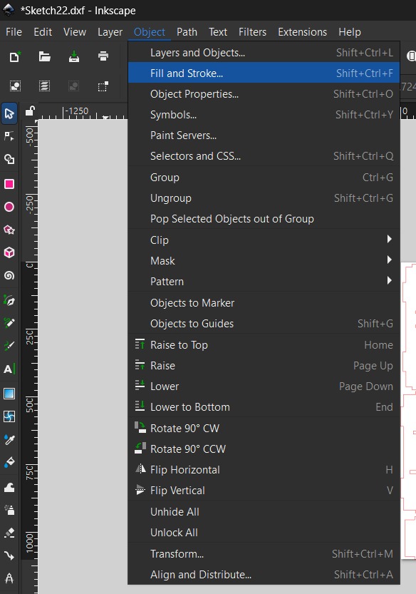 Fill and Stroke dialog with color assignments