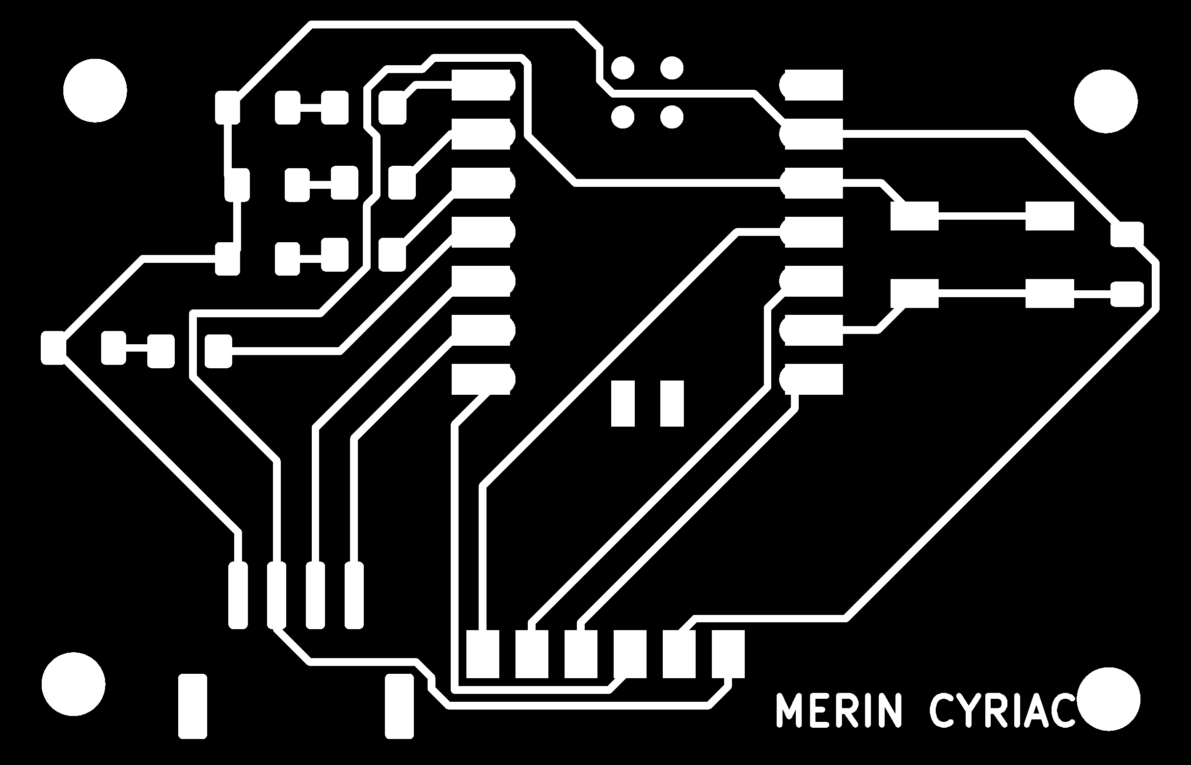 Black-and-white PCB copper trace image exported from KiCad at 1000 DPI, showing trace patterns in black