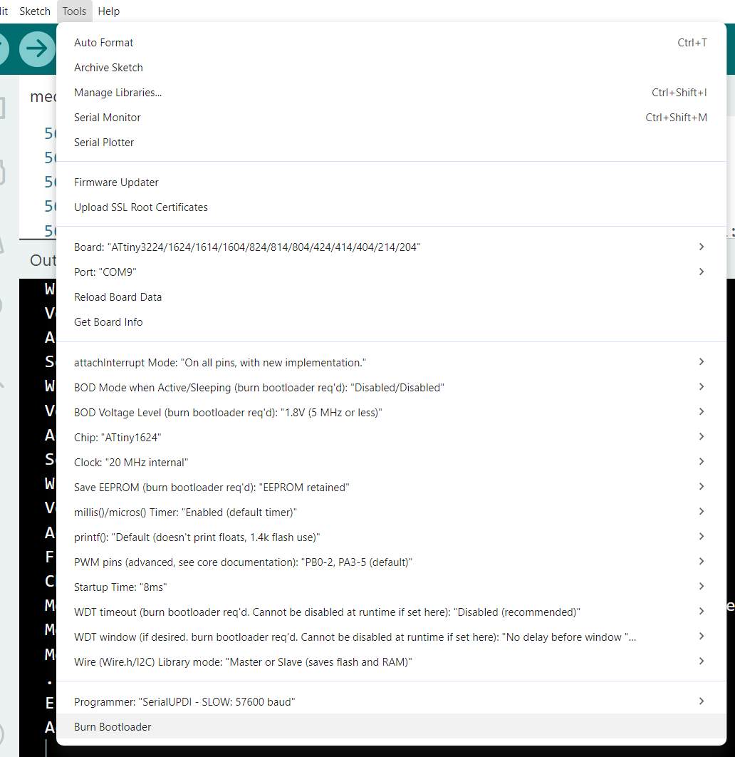 Arduino IDE Tools menu