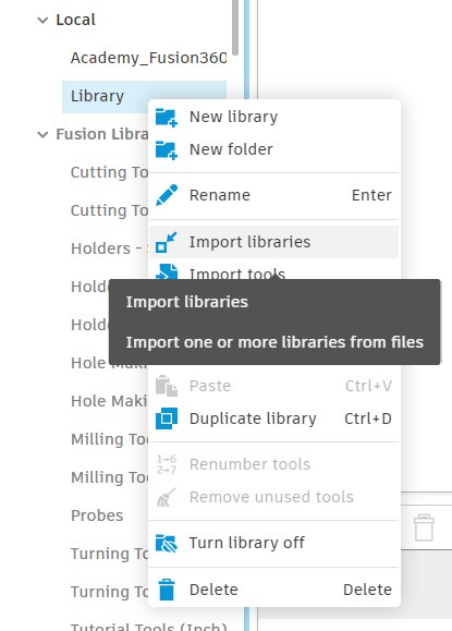 Right-click context menu on Library showing Import libraries option