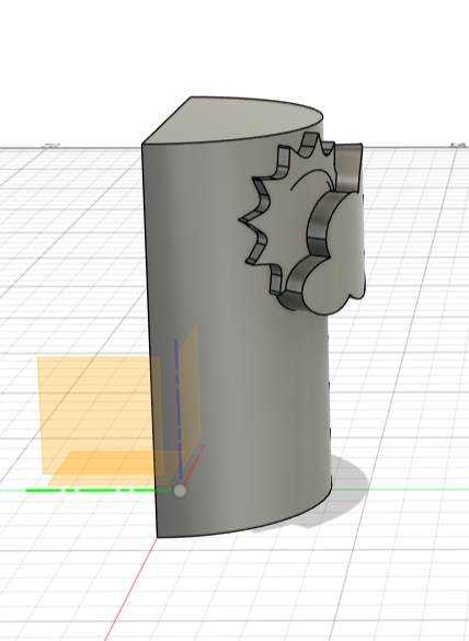 Half cylinder with embossed sun and cloud decorations in Fusion 360