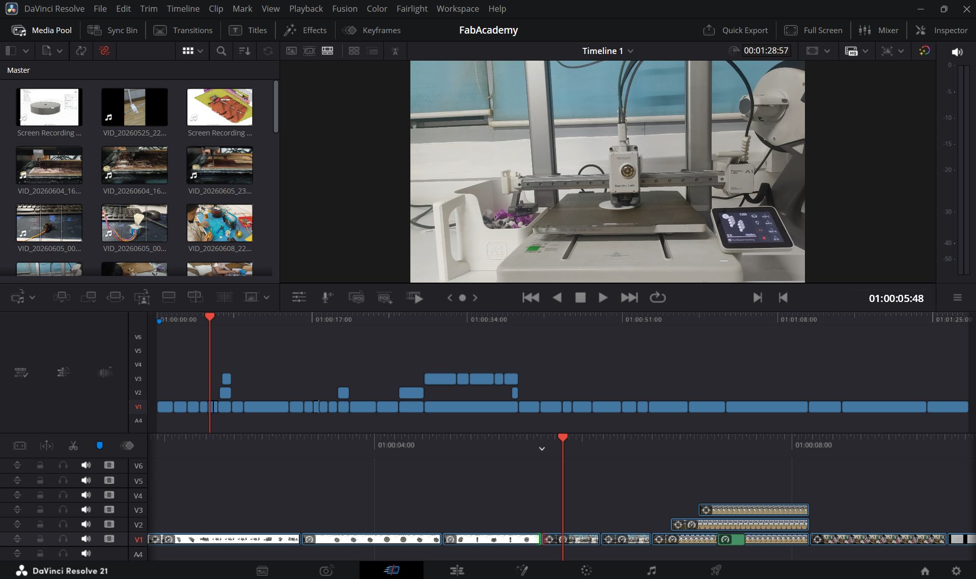 Editing the presentation video in DaVinci Resolve
