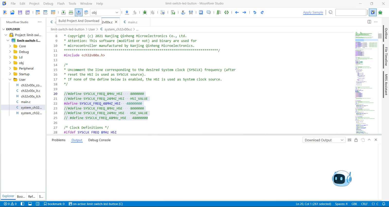 MounRiver Studio - Build Project and Download button