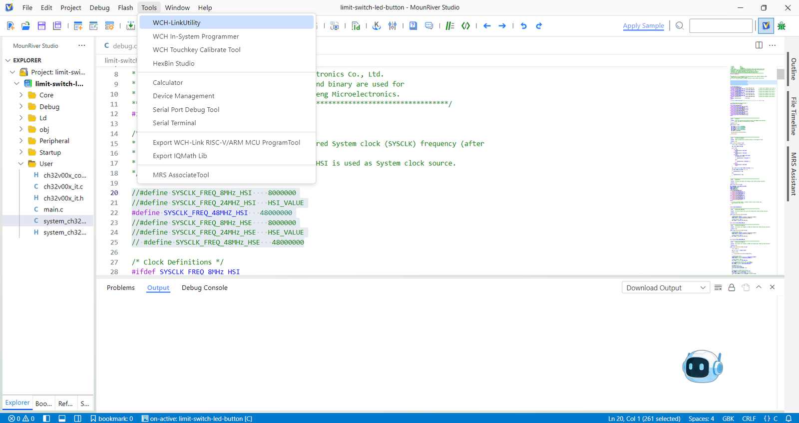 MounRiver Studio - Tools menu WCH-LinkUtility