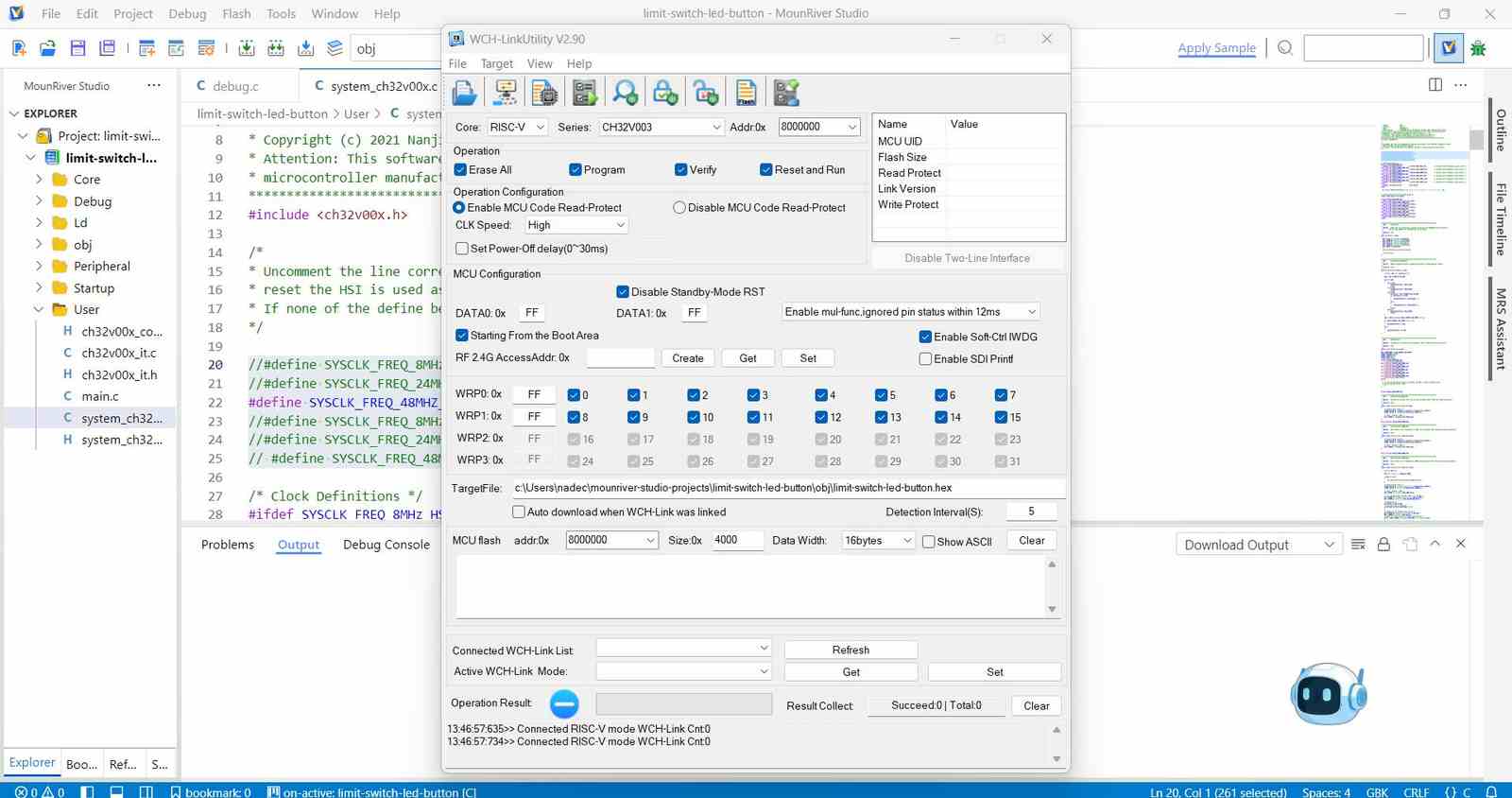 WCH-LinkUtility - RISC-V mode settings
