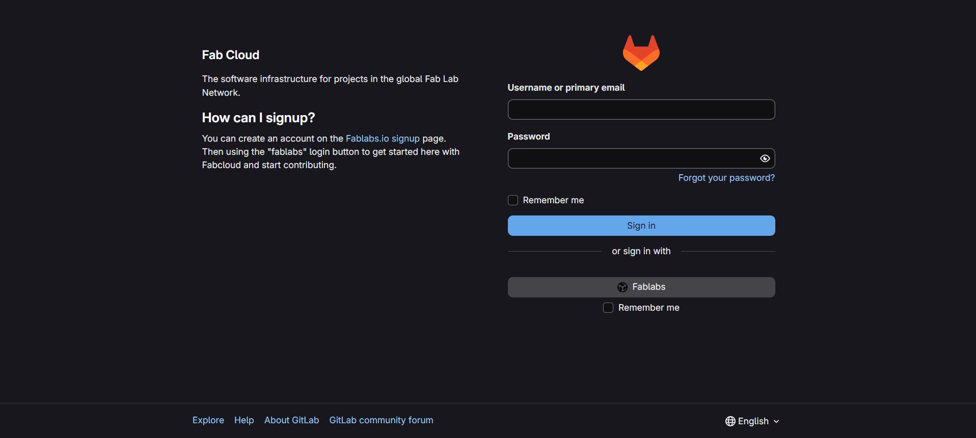 GitLab login page