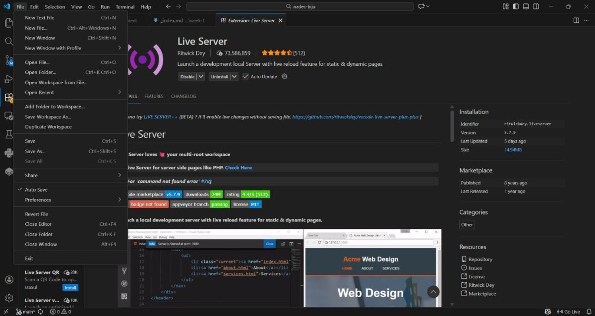 VS Code Auto Save menu