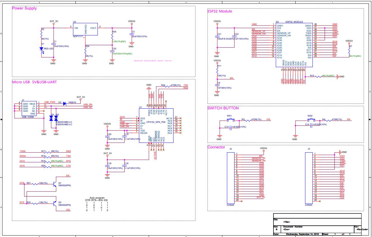 ESP32-WROOM-32E minimum circuit schematic