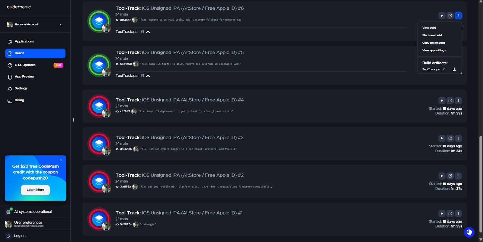 codemagic build