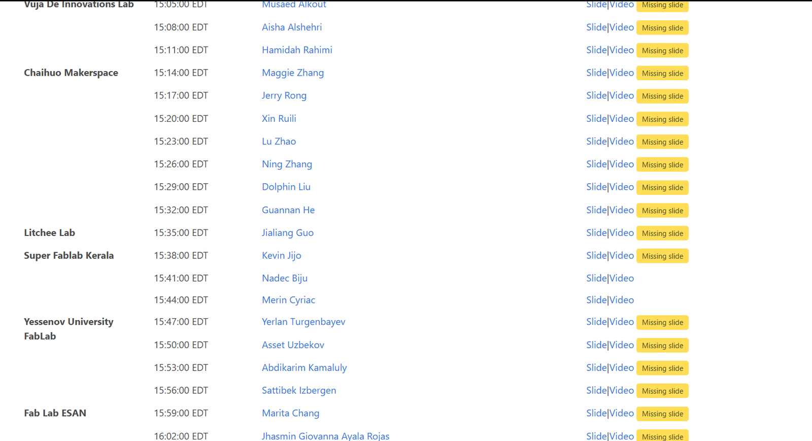 Fab Academy Final Project Schedule page