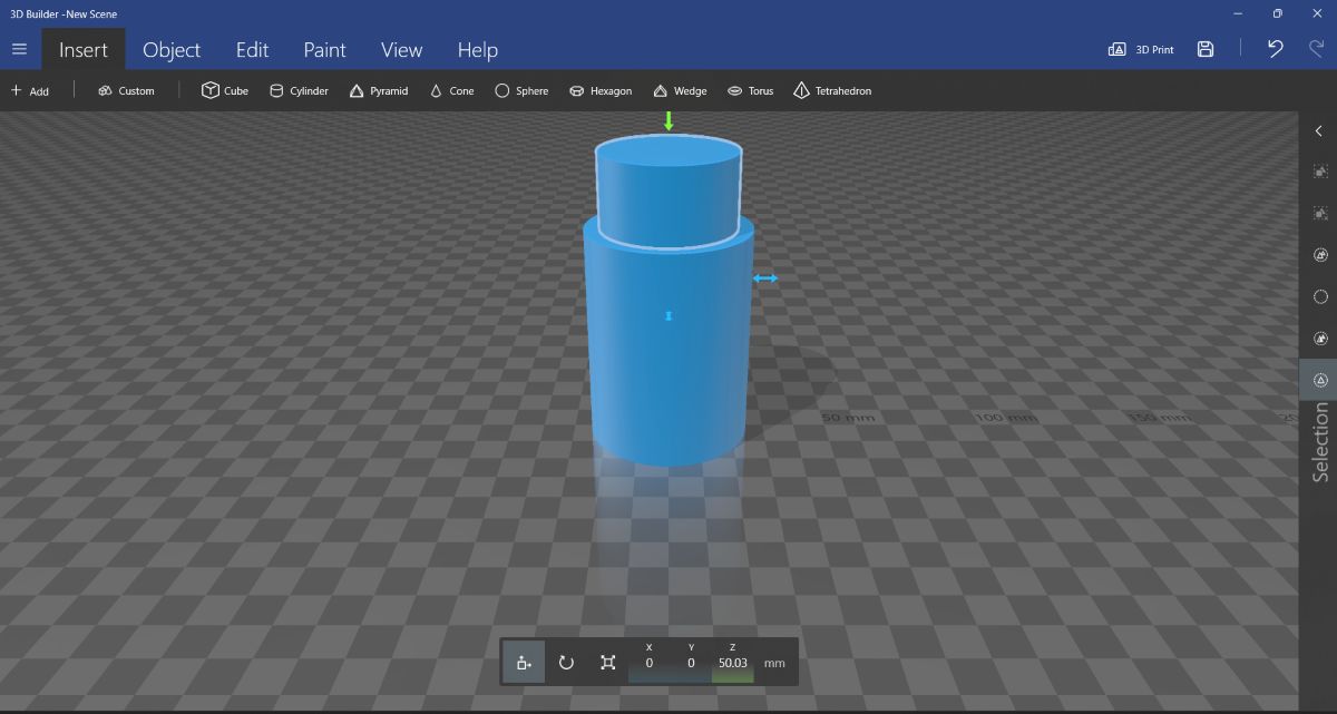 3D Builder Hollow Cup Step 1