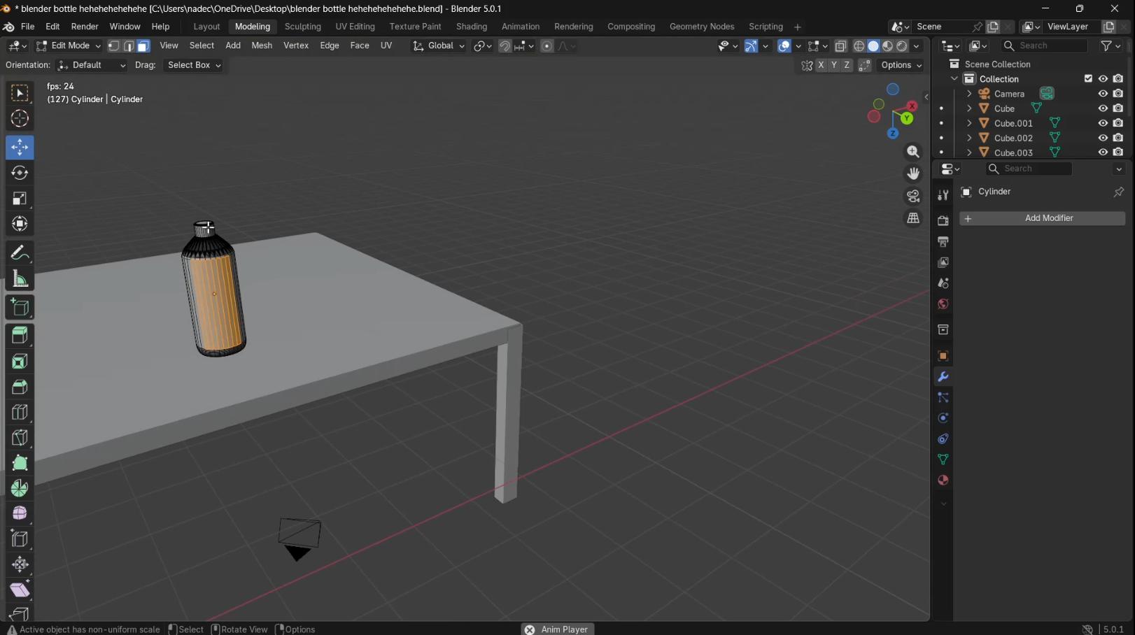 Blender Bottle and Table