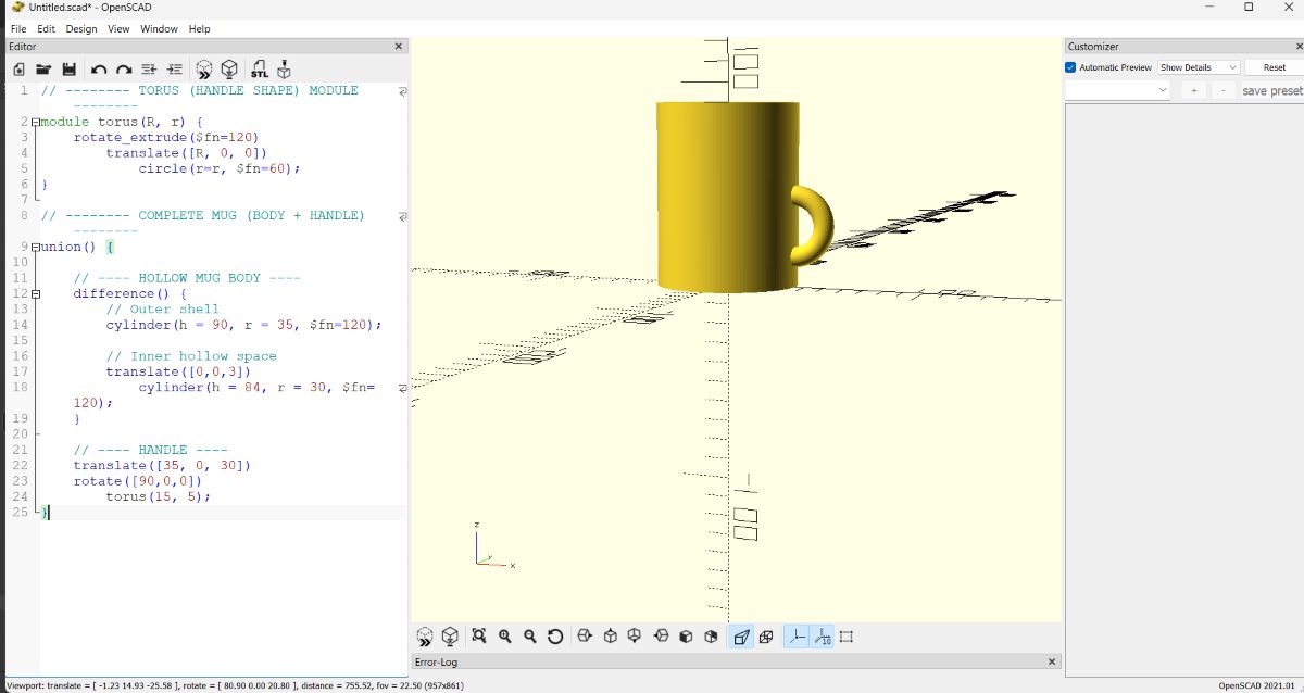 OpenSCAD Rendered Mug