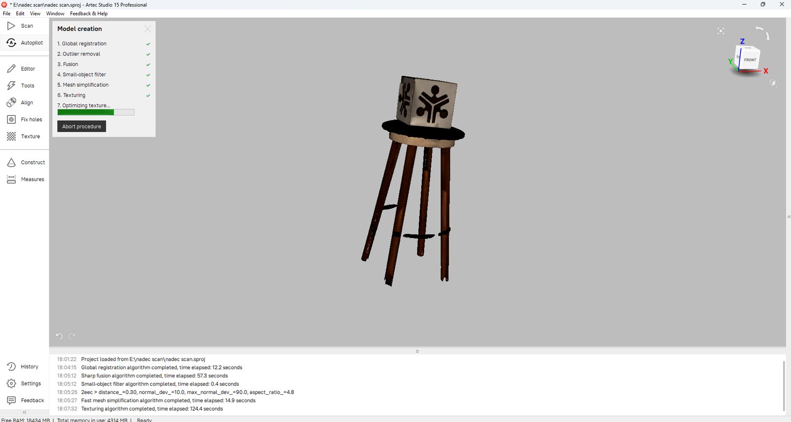 Artec Studio Step 7 - texture optimization