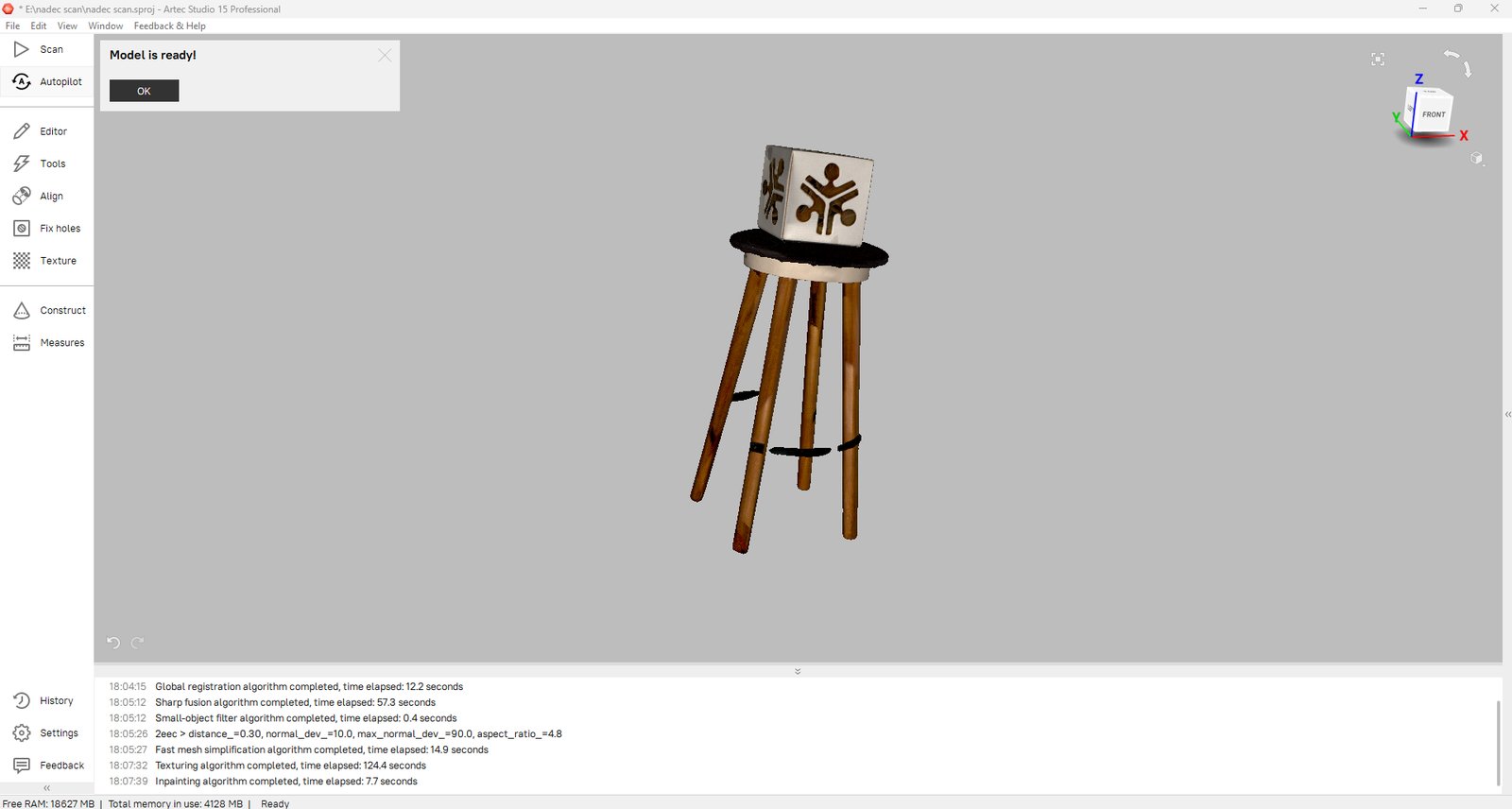 Artec Studio Step 8 - model ready