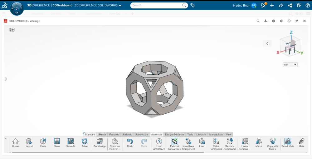SolidWorks Octagonal Unit Cell