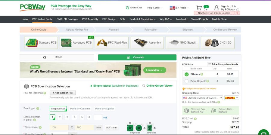 PCBWay Quote Generator