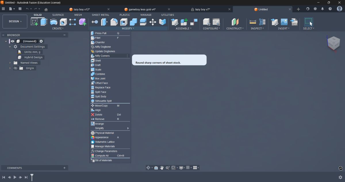 Nifty Dogbone dialog open