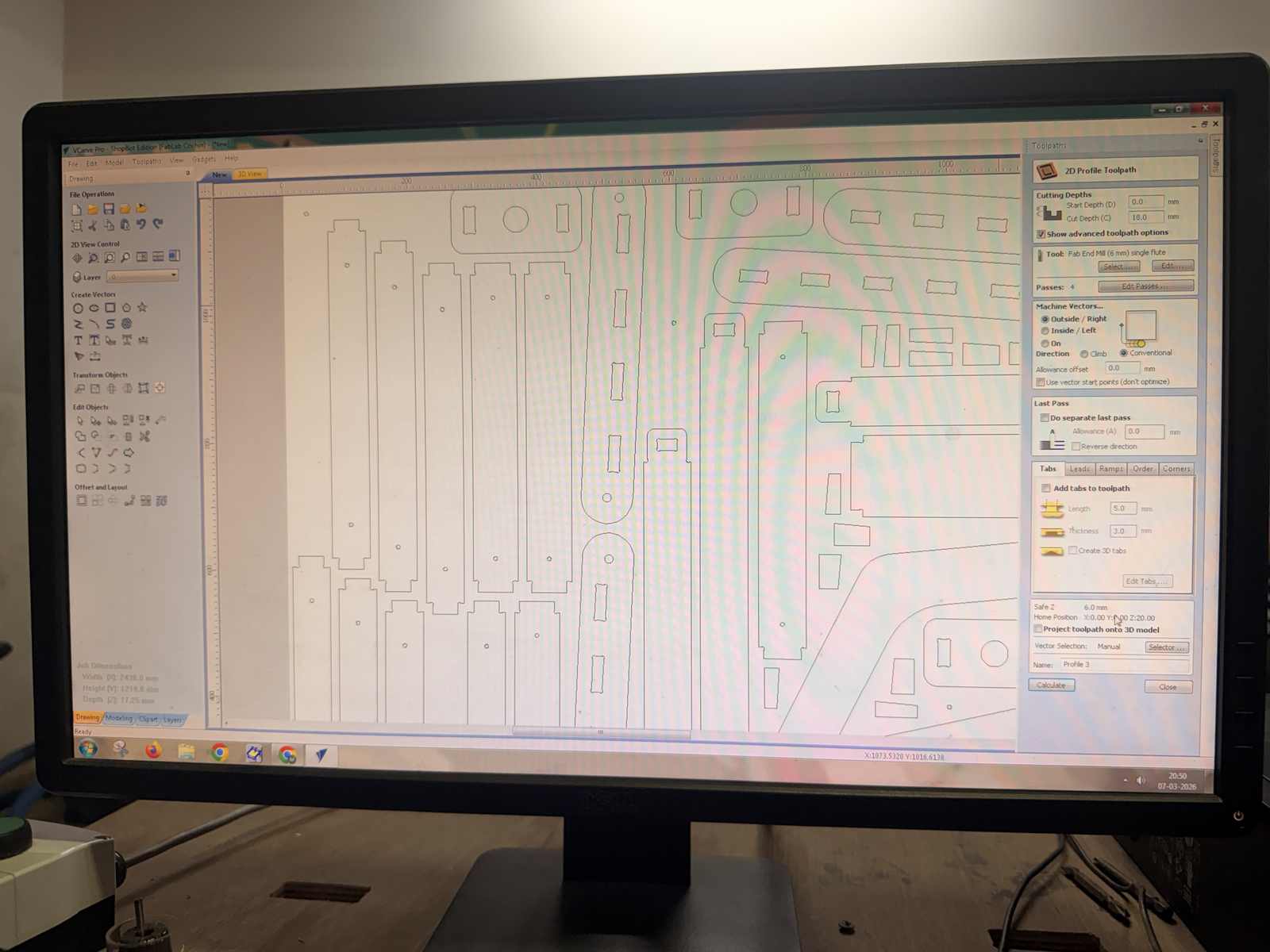 VCarve Pro — Tab configuration settings