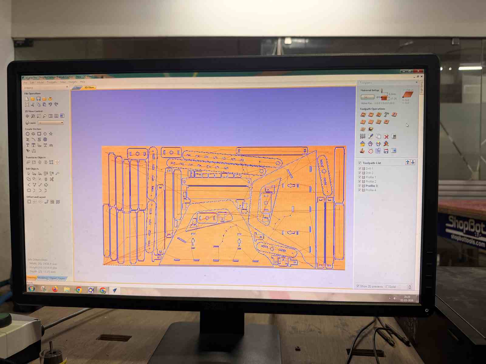 VCarve Pro — Outside profile toolpath configuration