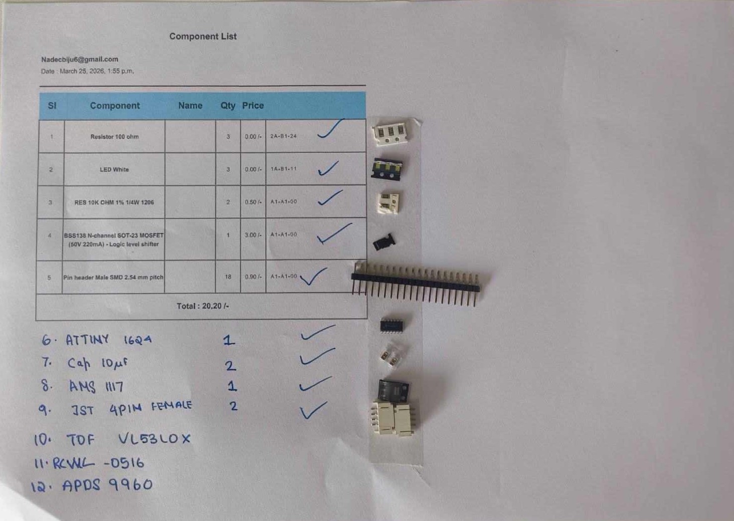 Components collected from FabStash