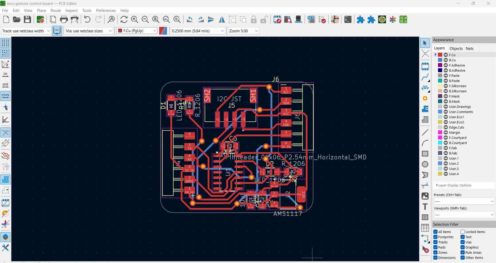 ATtiny1624 MCU board PCB layout