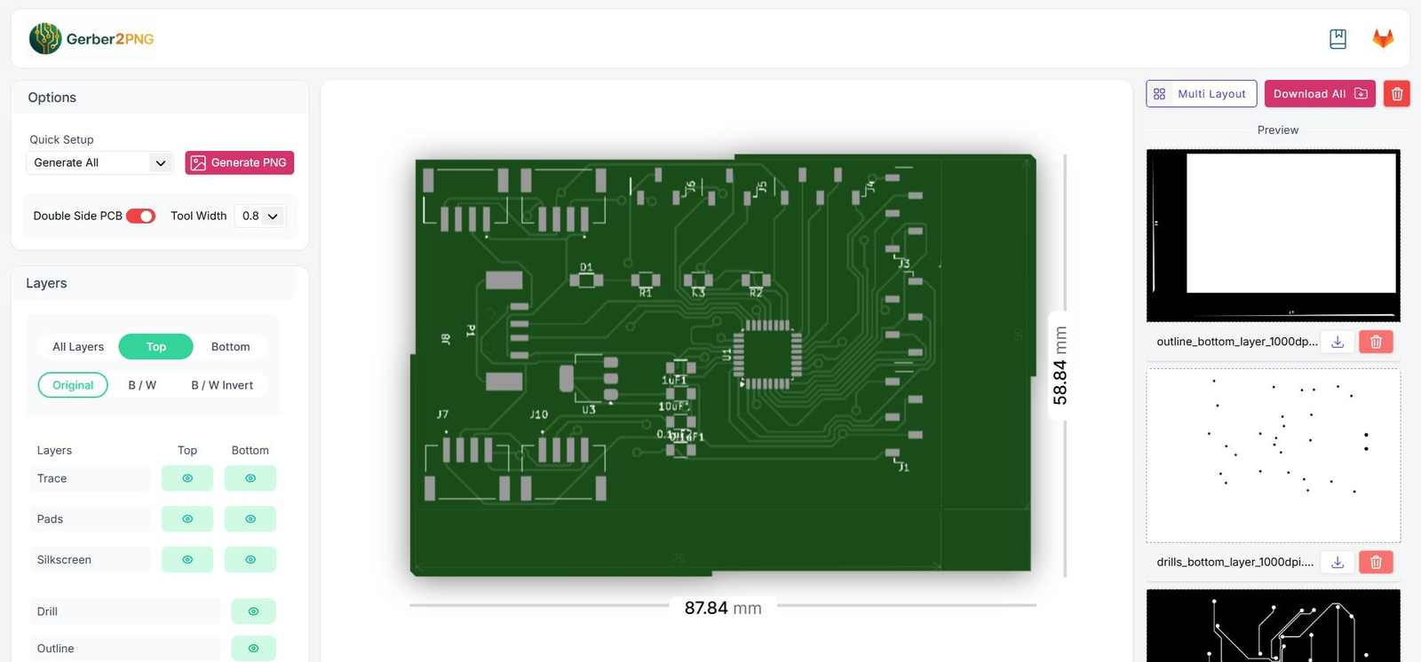 SAMD21 board gerber preview