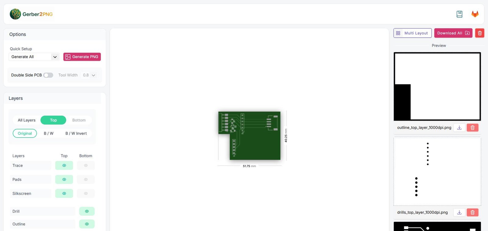 Sensor board gerber preview