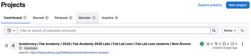 GitLab projects list