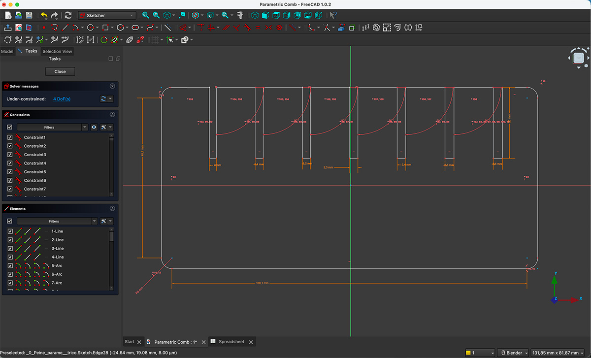 Draw with constraints and parametric distances