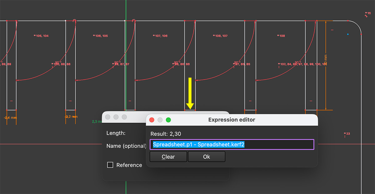 Example. Parametric width for central slot
