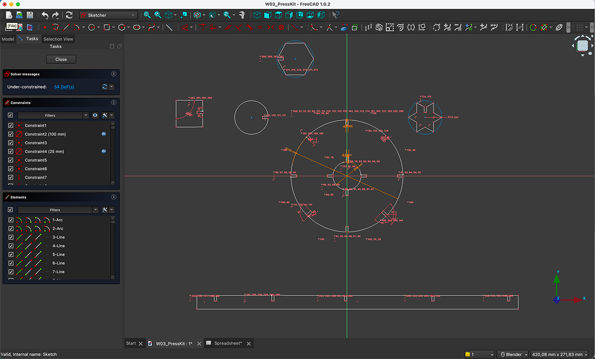 Presskit parametric FreeCAD Design