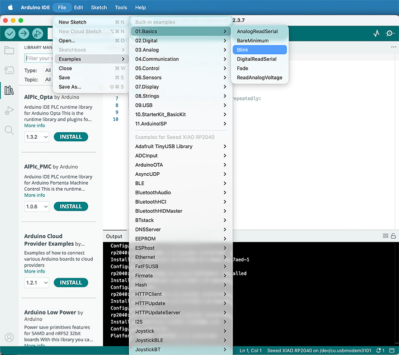 Select and open Blink sample