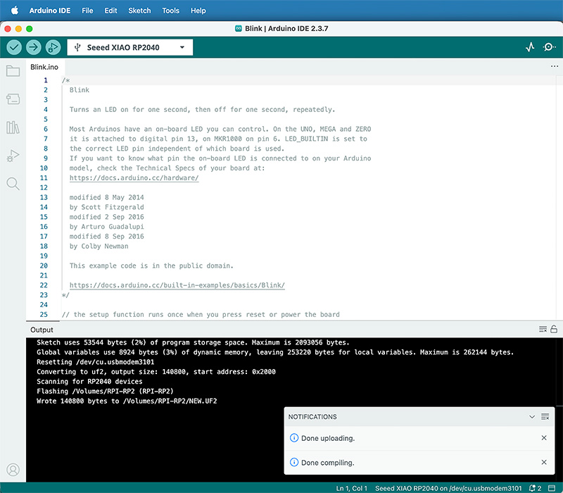 Compliling and uploading done