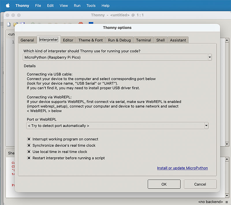 Thonny software options