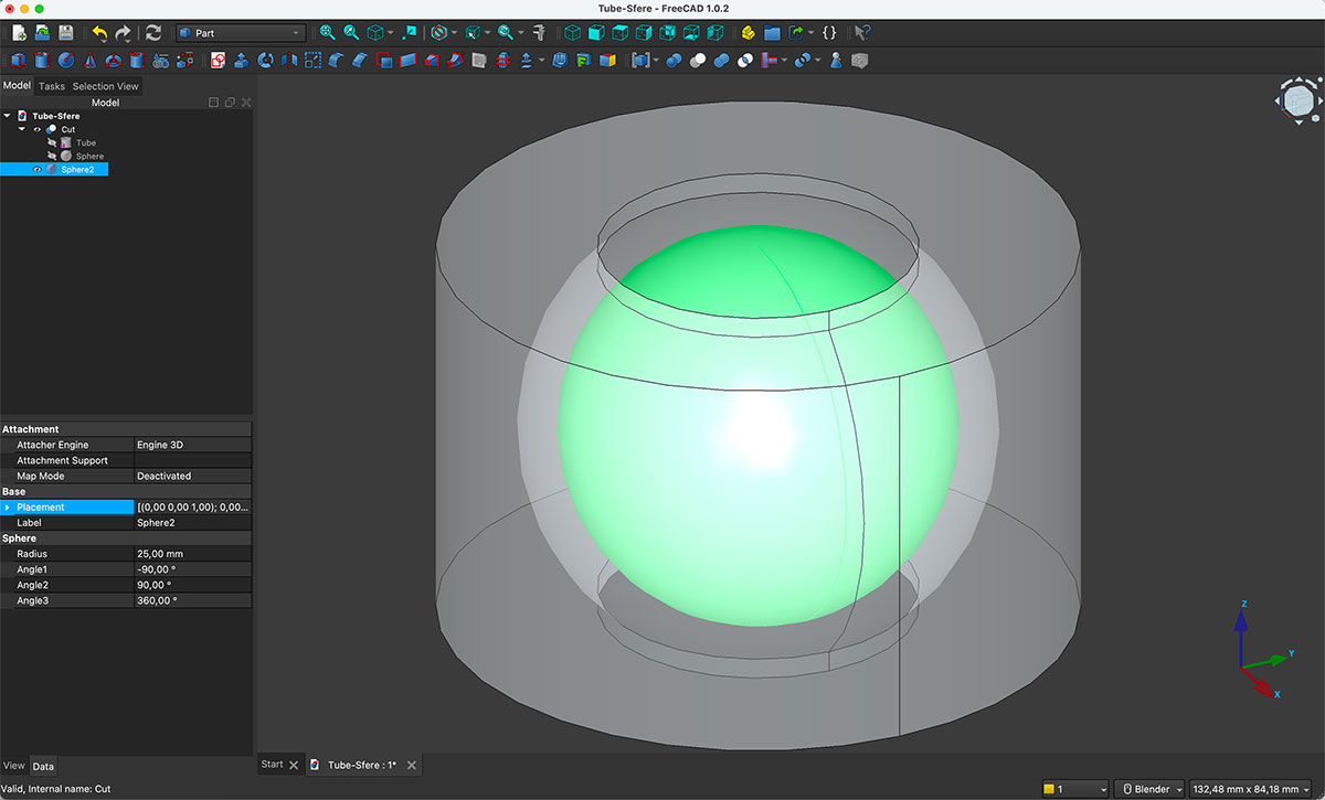 FreeCAD Tube-Sphere